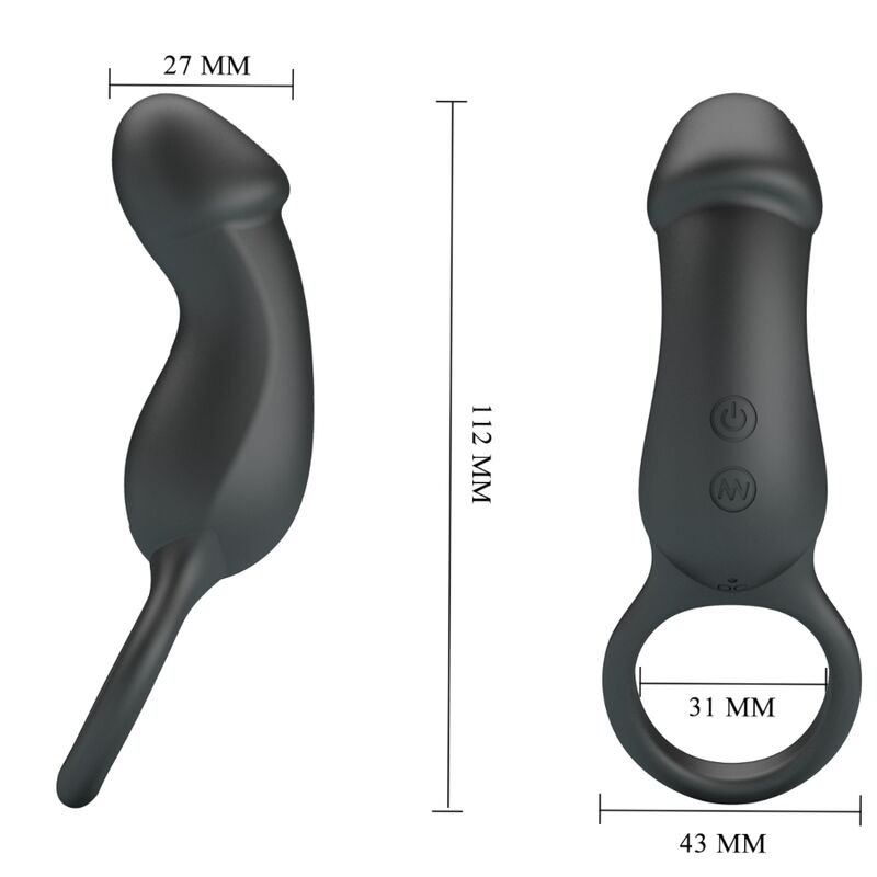 PRETTY LOVE - TRAE ANILLO VIBRADOR CON ESTIMULADOR NEGRO PRETTY LOVE MALE