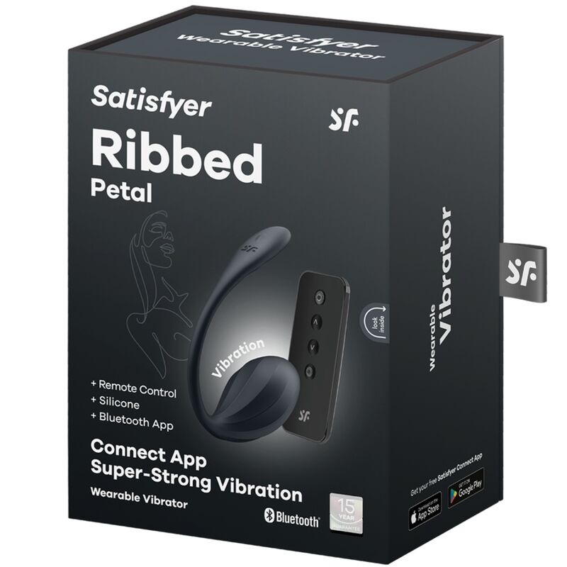SATISFYER - RIBBED PETAL ESTIMULADOR PUNTO G CONTROL REMOTO NEGRO APP GRATUITA SATISFYER PARTNER