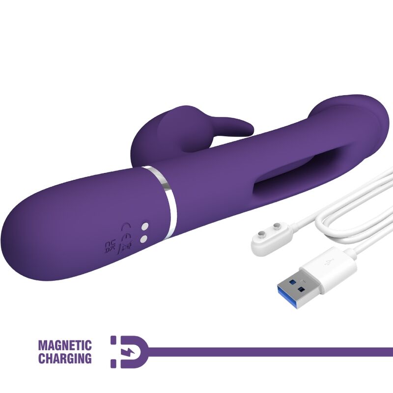 PRETTY LOVE - KAMPAS VIBRADOR RABBIT 3 EN 1 MULTIFUNCIÓN CON LENGUA VIOLETA PRETTY LOVE FLIRTATION