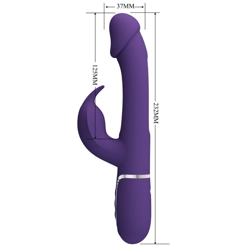 PRETTY LOVE - KAMPAS VIBRADOR RABBIT 3 EN 1 MULTIFUNCIÓN CON LENGUA VIOLETA PRETTY LOVE FLIRTATION