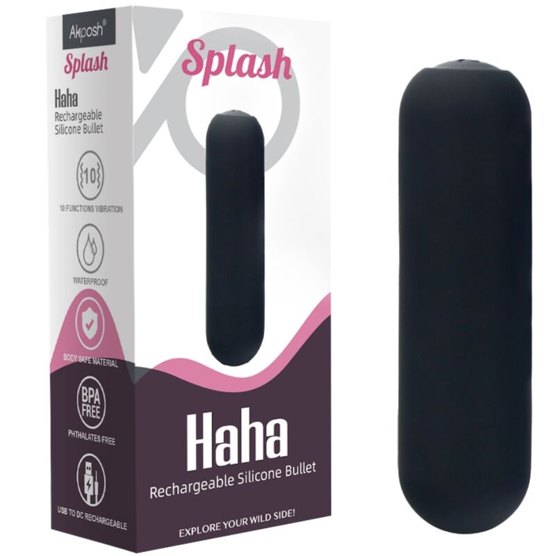 ARMONY - SPLASH HAHA BALA VIBRADORA SILICONA 10 VIBRACIONES 75 X 19 CM NEGRO ARMONY STIMULATORS