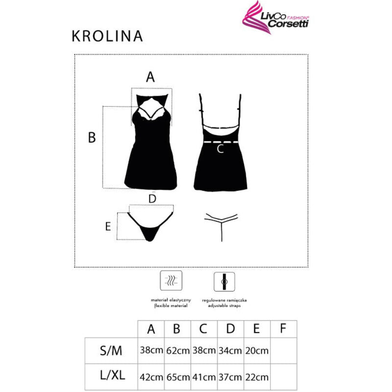 LIVCO CORSETTI FASHION - KROLINA LC 90734 CHEMISE + TANGA NEGRO S/M LIVCO CORSETTI SETS