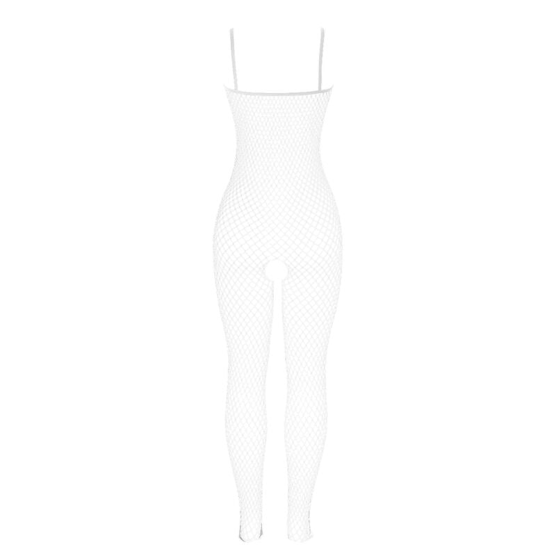 SUBBLIME - 951740 BODYSTOCKING CROTCHLESS DE REJILLA CON LAZOS BLANCO TALLA ÚNICA SUBBLIME BODYSTOCKINGS
