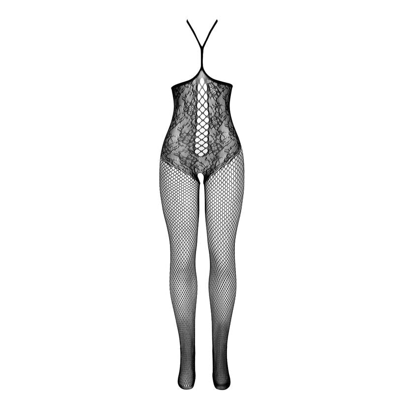 SUBBLIME - 951849 BODYSTOCKING DE REJILLA COPA ABIERTA Y CUELLO HALTER NEGRO TALLA ÚNICA SUBBLIME BODYSTOCKINGS