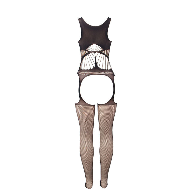 SUBBLIME - 951900 BODYSTOCKING CROTCHLESS DE REJILLA CON COPA Y HOMBROS ABIERTOS NEGRO TALLA ÚNICA SUBBLIME BODYSTOCKINGS