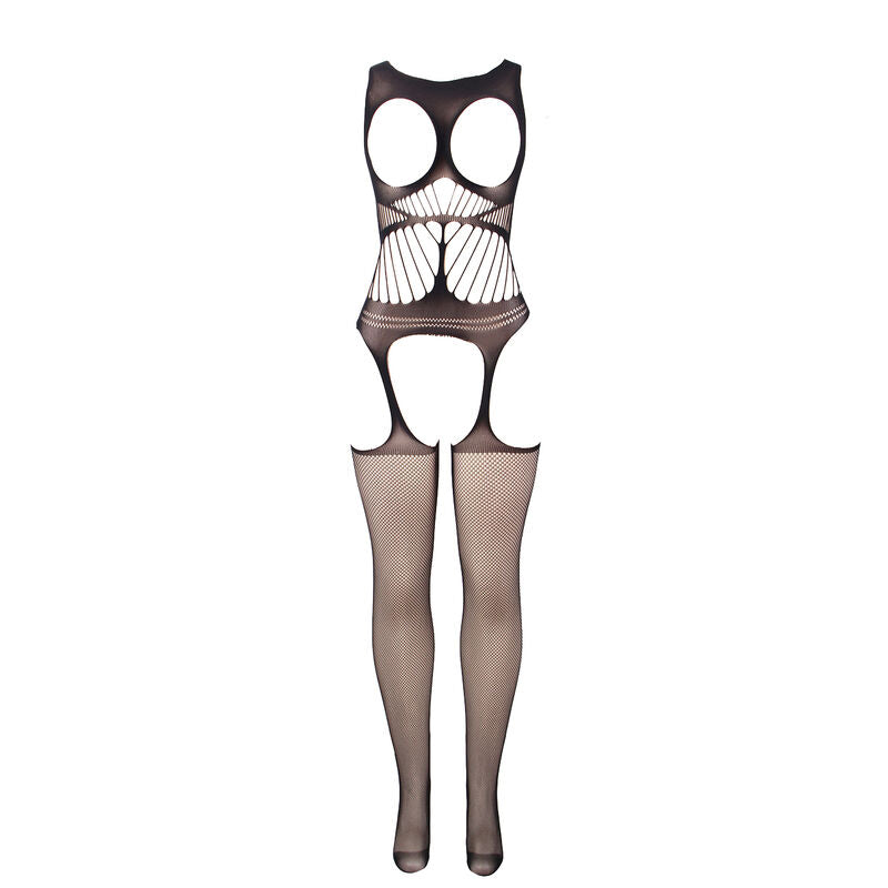 SUBBLIME - 951900 BODYSTOCKING CROTCHLESS DE REJILLA CON COPA Y HOMBROS ABIERTOS NEGRO TALLA ÚNICA SUBBLIME BODYSTOCKINGS