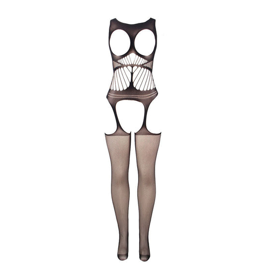 SUBBLIME - 951900 BODYSTOCKING CROTCHLESS DE REJILLA CON COPA Y HOMBROS ABIERTOS NEGRO TALLA ÚNICA SUBBLIME BODYSTOCKINGS