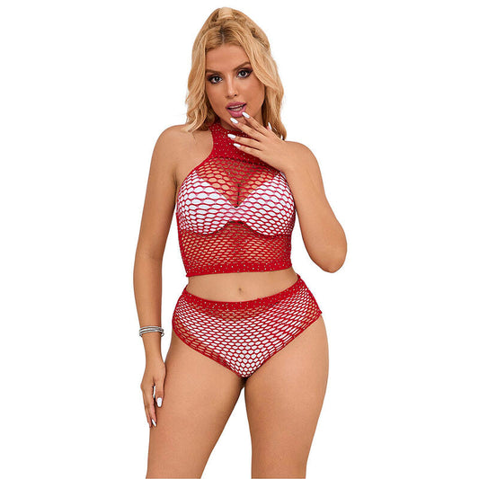 SUBBLIME - 952402 SET DE REJILLA CON BRILLANTES ROJO TALLA ÚNICA SUBBLIME SETS