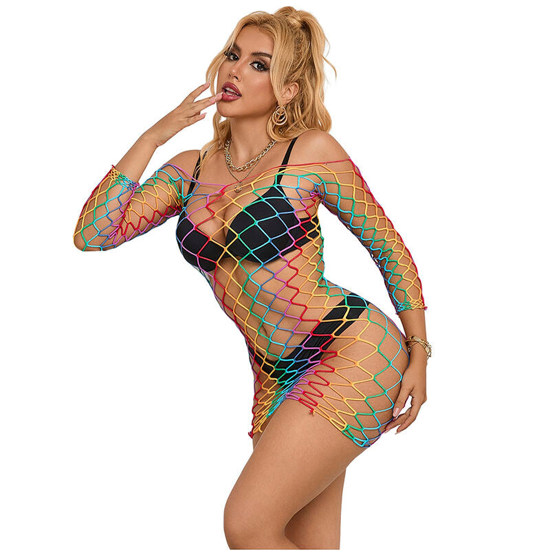 SUBBLIME - 952426 VESTIDO DE REJILLA MANGA LARGA ARCOIRIS TALLA ÚNICA SUBBLIME DRESSES