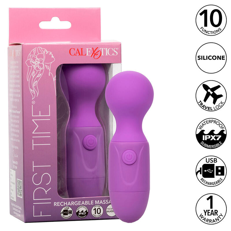 CALEXOTICS - FIRST TIME MASAJEADOR RECARGABLE 10 VIBRACIONES VIOLETA CALEXOTICS