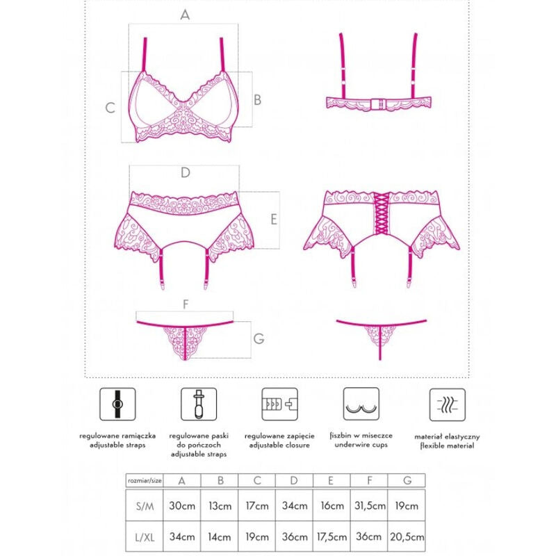 LIVCO CORSETTI FASHION - NAHIR LC 20214 SUJETADOR + PANTY + LIGUERO S/M LIVCO CORSETTI SETS