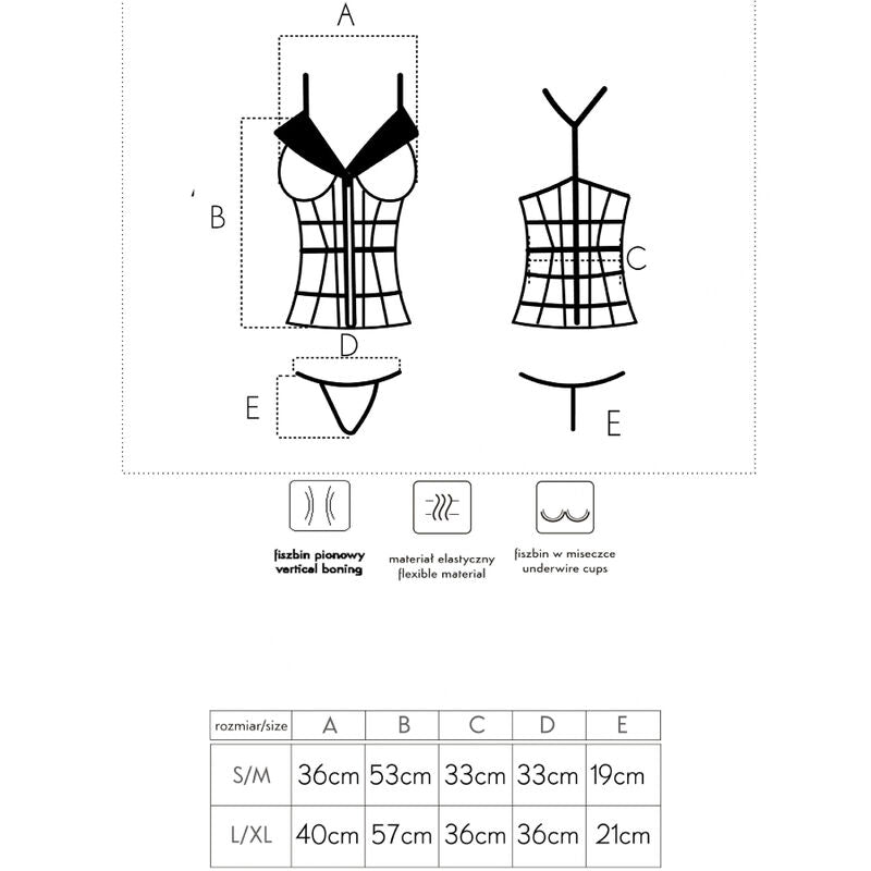 LIVCO CORSETTI FASHION - LAURA LC 20215 CORSET + TANGA S/M LIVCO CORSETTI SETS