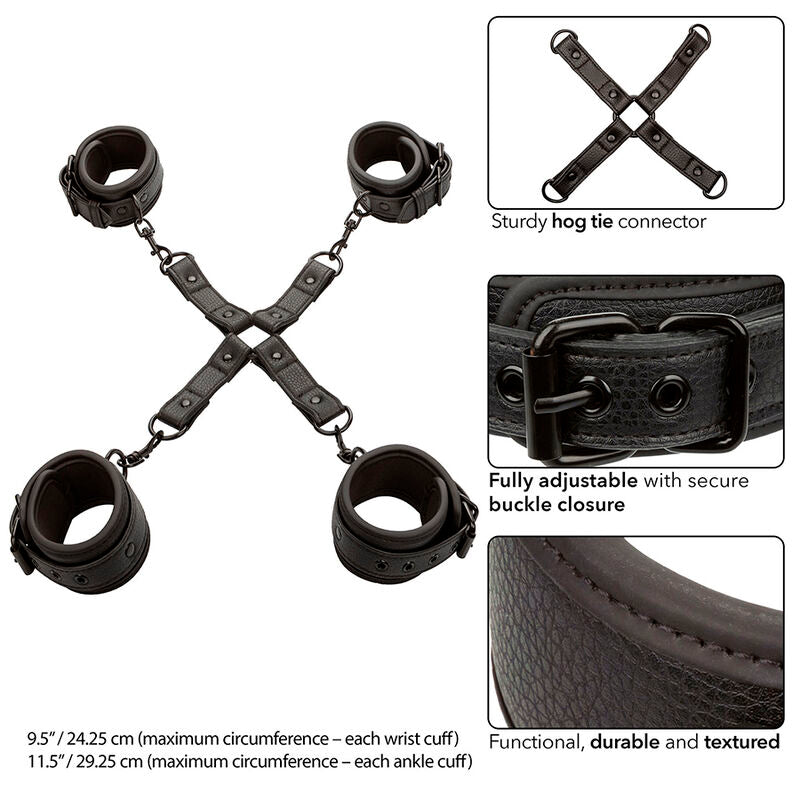 CALEXOTICS - NOCTURNAL CONECTOR HOG TIE CUERO AJUSTABLE NEGRO CALEXOTICS