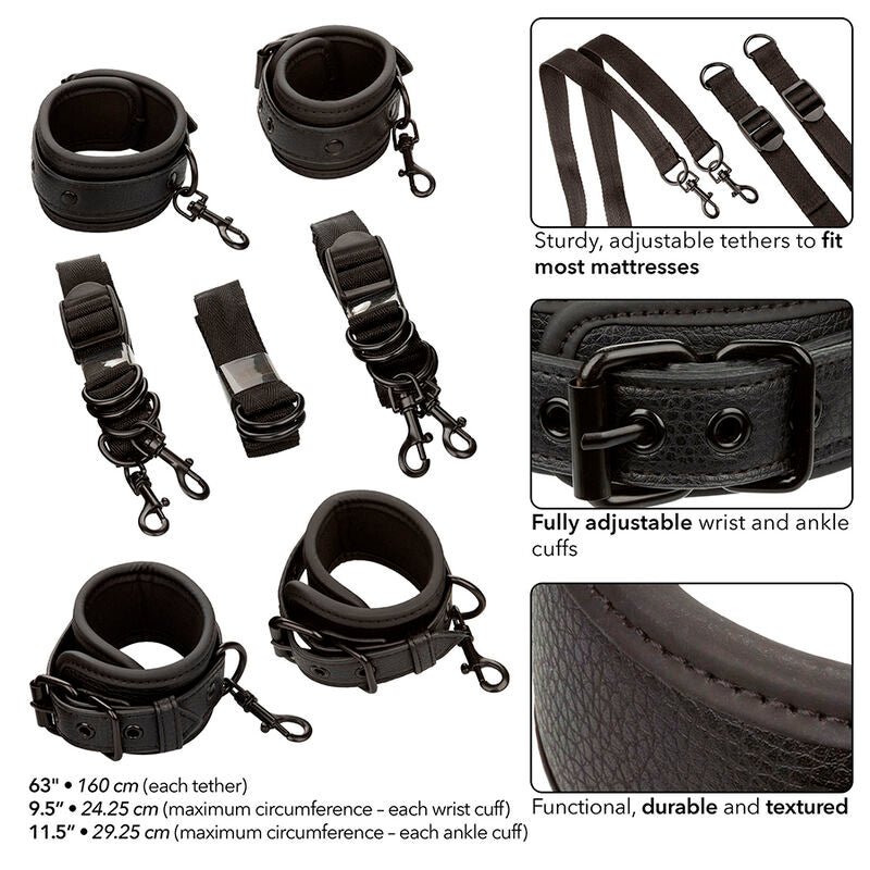 CALEXOTICS - NOCTURNAL RESTRICCIONES DE CAMA CUERO AJUSTABLE NEGRO CALEXOTICS