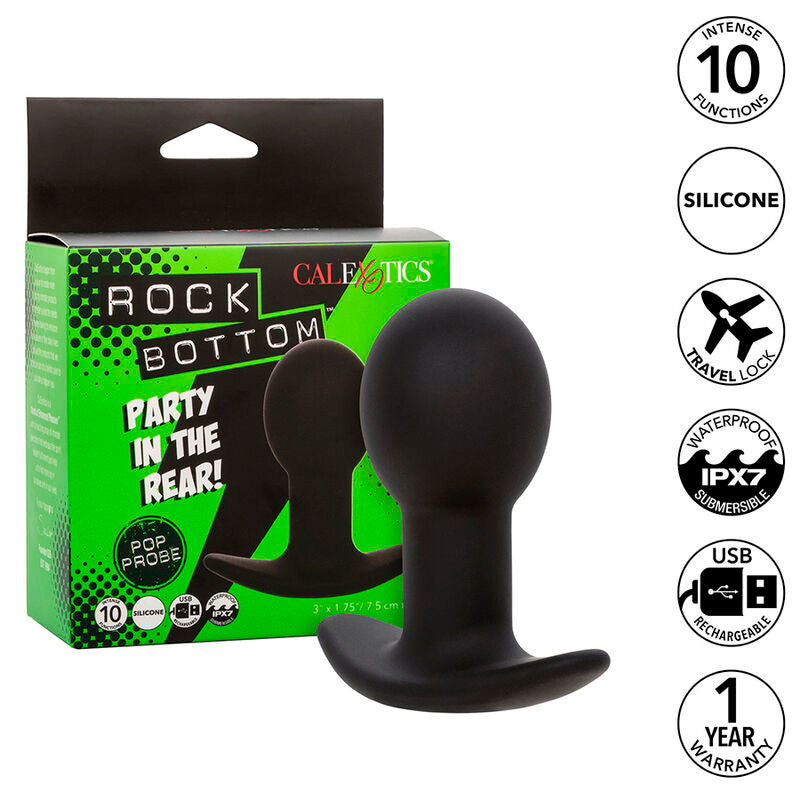 CALEXOTICS - ROCK BOTTOM PLUG ANAL 10 VIBRACIONES SILICONA NEGRO CALEXOTICS