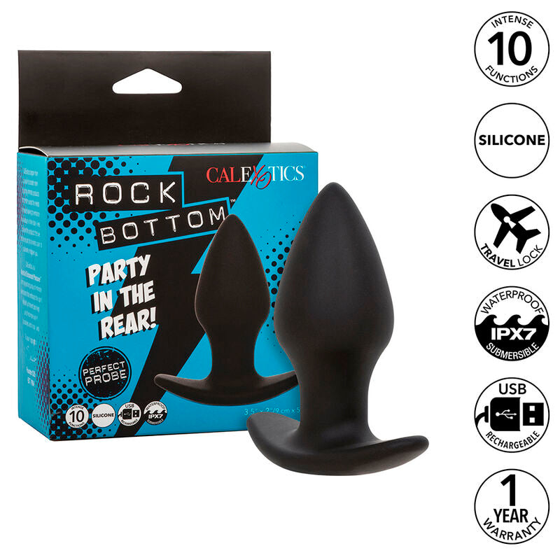 CALEXOTICS - ROCK BOTTOM PERFECT PLUG ANAL 10 VIBRACIONES SILICONA NEGRO CALEXOTICS
