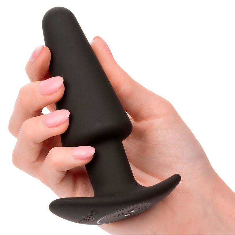 CALEXOTICS - ROCK BOTTOM PLUG ANAL CÓNICO 10 VIBRACIONES SILICONA NEGRO CALEXOTICS