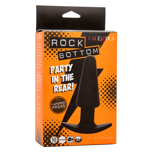 CALEXOTICS - ROCK BOTTOM PLUG ANAL CÓNICO 10 VIBRACIONES SILICONA NEGRO CALEXOTICS