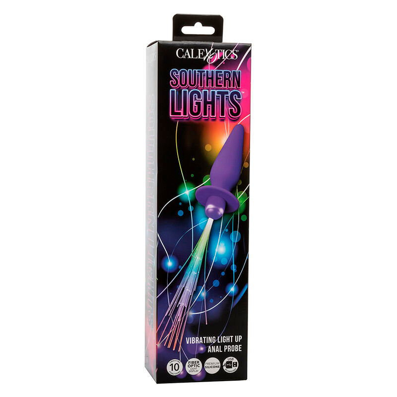 CALEXOTICS - SOUTHERN LIGHTS LIGHT UP PLUG ANAL CON LUCES 10 VIBRACIONES SILICONA VIOLETA CALEXOTICS
