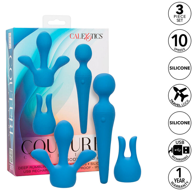 CALEXOTICS - COUTURE KIT VIBRADOR WAND 10 VIBRACIONES AZUL CALEXOTICS