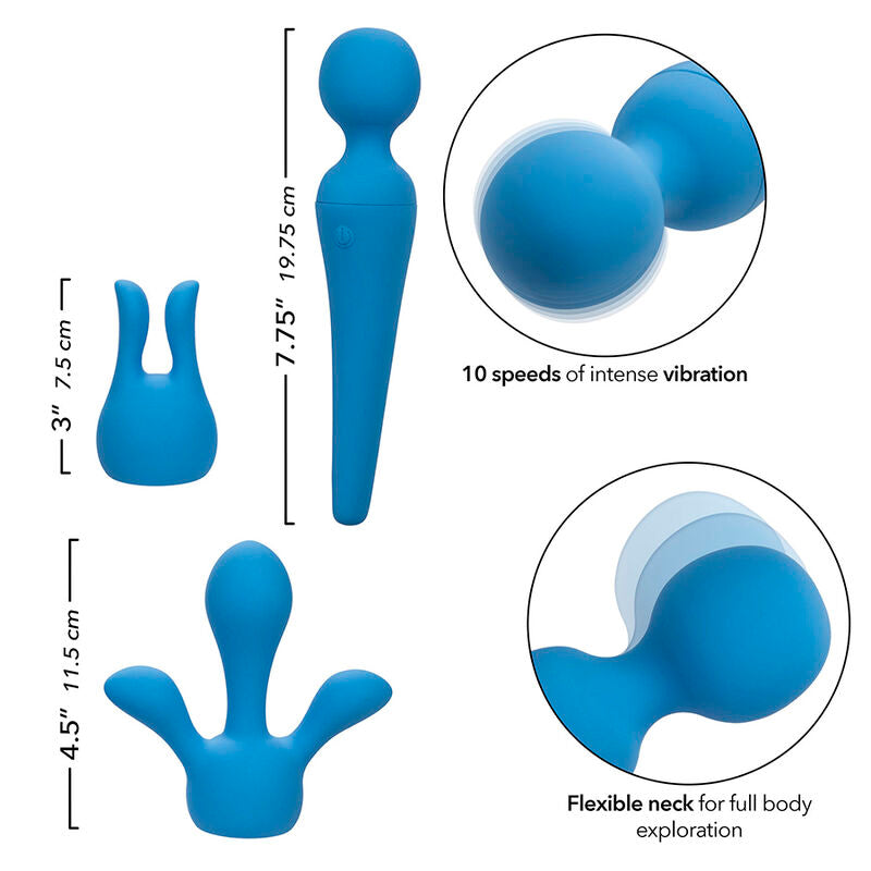 CALEXOTICS - COUTURE KIT VIBRADOR WAND 10 VIBRACIONES AZUL CALEXOTICS