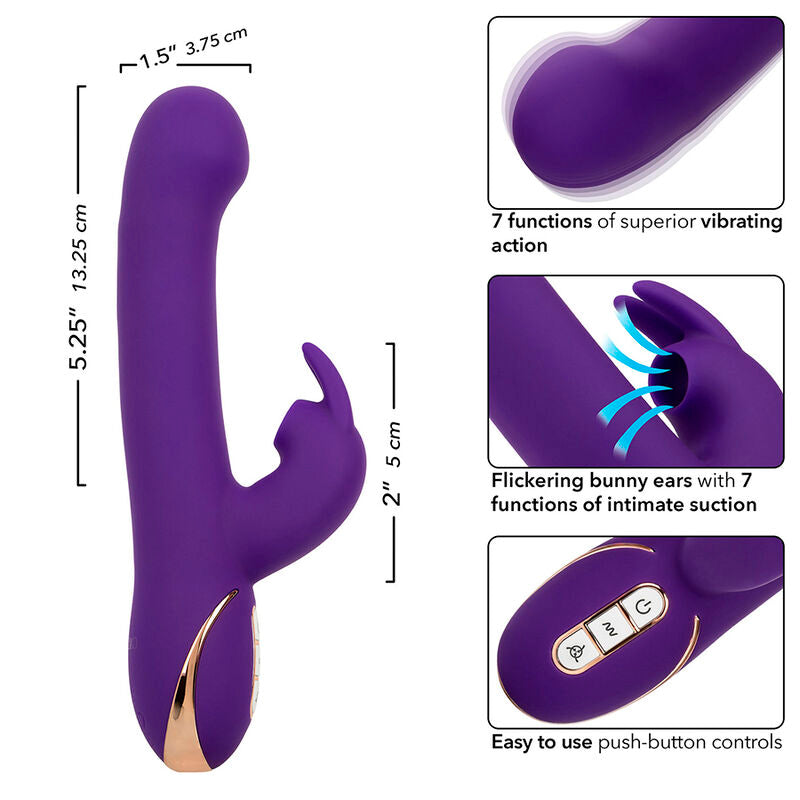CALEXOTICS - JACK VIBRADOR RABBIT Y ESTIMULADOR 7 NIVELES DE VIBRACIÓN Y SUCCIÓN AZUL CALEXOTICS