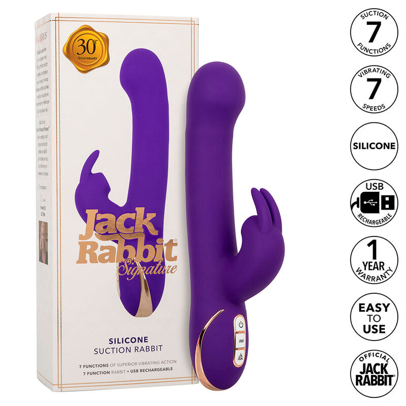 CALEXOTICS - JACK VIBRADOR RABBIT Y ESTIMULADOR 7 NIVELES DE VIBRACIÓN Y SUCCIÓN AZUL CALEXOTICS