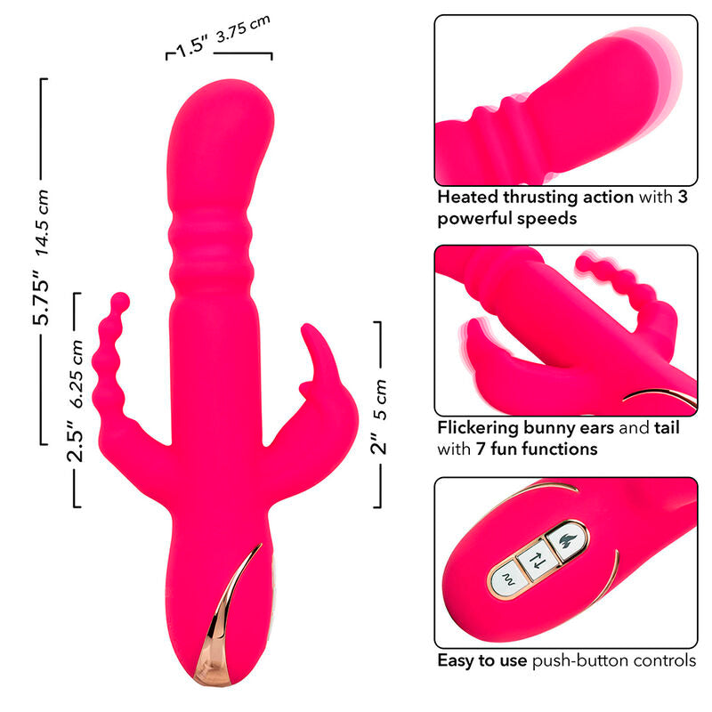 CALEXOTICS - JACK FANTASY TRIPLE VIBRADOR CALENTABLE RABBIT ROSA CALEXOTICS