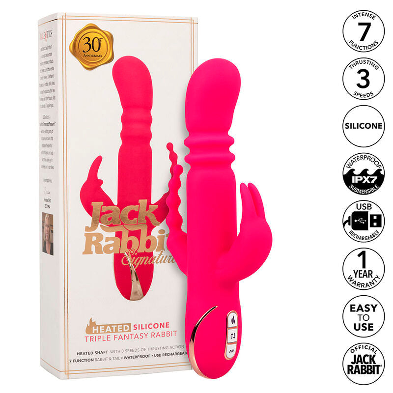 CALEXOTICS - JACK FANTASY TRIPLE VIBRADOR CALENTABLE RABBIT ROSA CALEXOTICS