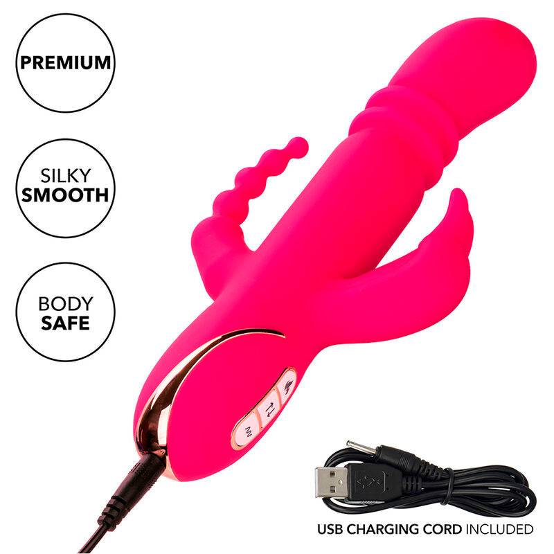 CALEXOTICS - JACK FANTASY TRIPLE VIBRADOR CALENTABLE RABBIT ROSA CALEXOTICS