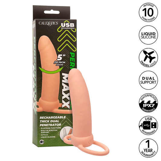 CALEXOTICS - MAXX DOBLE PENETRADOR GRUESO 10 VIBRACIONES NATURAL CALEXOTICS
