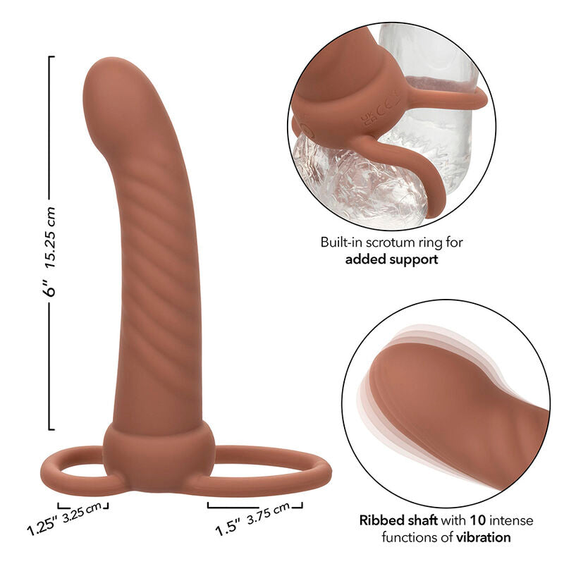 CALEXOTICS - MAXX DOBLE PENETRADOR ACANALADO 10 VIBRACIONES MULATO CALEXOTICS