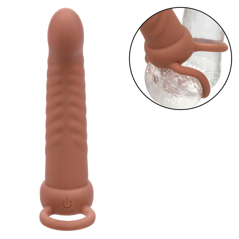 CALEXOTICS - MAXX DOBLE PENETRADOR ACANALADO 10 VIBRACIONES MULATO CALEXOTICS