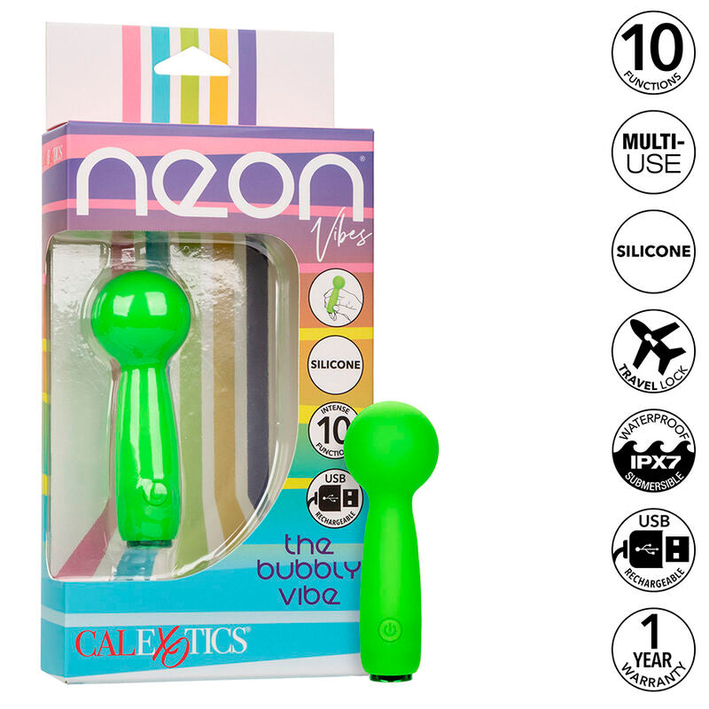 CALEXOTICS - NEON VIBES THE BUBBLY VIBE MINI MASAJEADOR 10 VIBRACIONES VERDE CALEXOTICS