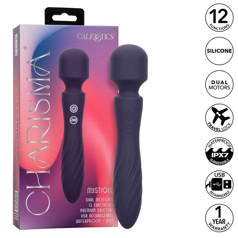 CALEXOTICS - CHARISMA MYSTIQUE MASAJEADOR DOBLE MOTOR 12 FUNCIONES 21,5 CM X 4,5 CM MORADO CALEXOTICS