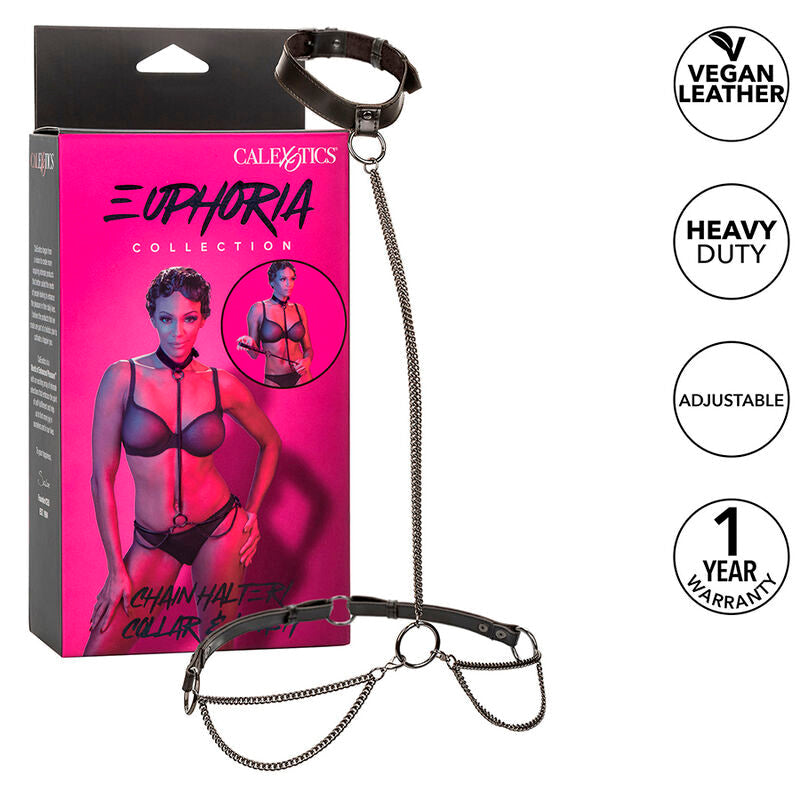 CALEXOTICS - EUPHORIA COLLAR HALTER Y CORREA CON CADENA CALEXOTICS