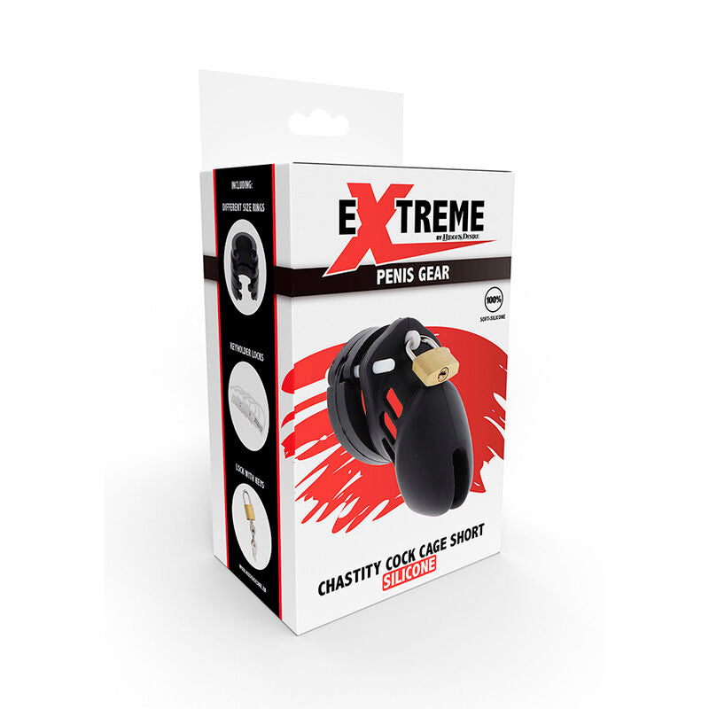 HIDDEN DESIRE - EXTREME JAULA DE CASTIDAD SILICONA TALLA S NEGRO HIDDEN DESIRE