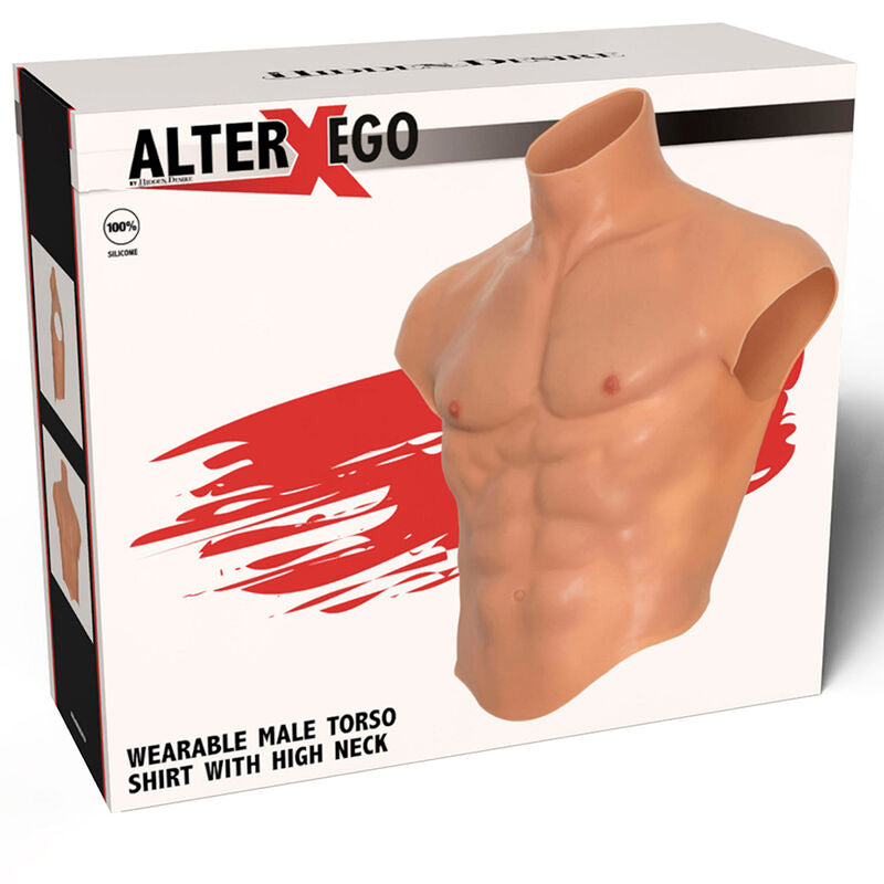 HIDDEN DESIRE - ALTER EGO CAMISETA SILICONA TORSO MASCULINO CON ABDOMINALES NATURAL HIDDEN DESIRE