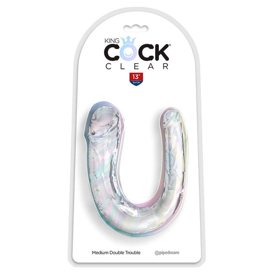 KING COCK - DOUBLE TROUBLE DILDO DOBLE 33 CM TRANSPARENTE KING COCK