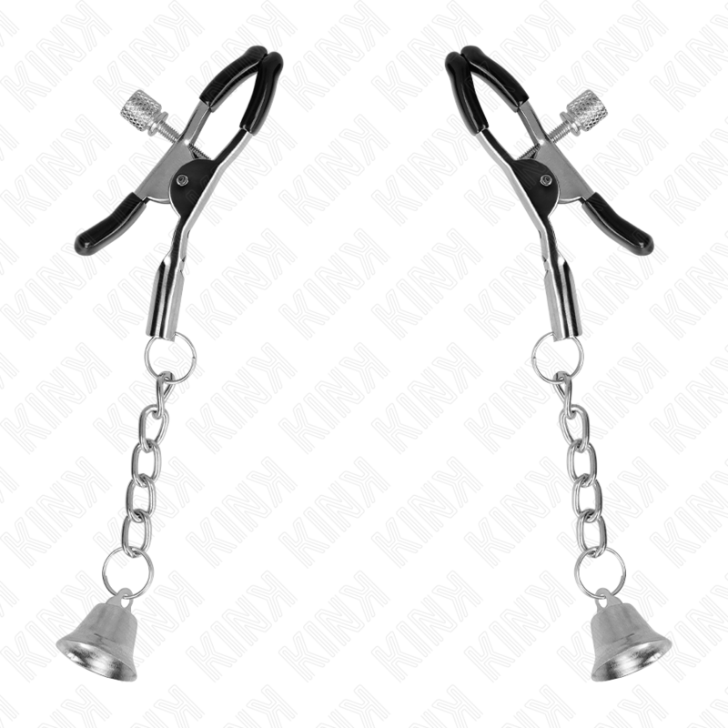 KINK - PINZAS PARA PEZONES CON COLGANTE DE CAMPANA PLATEADO 6 CM KINK NIPPLE GRIP
