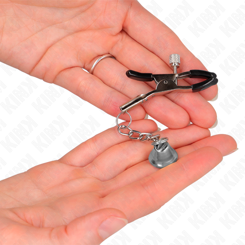 KINK - PINZAS PARA PEZONES CON COLGANTE DE CAMPANA PLATEADO 6 CM KINK NIPPLE GRIP
