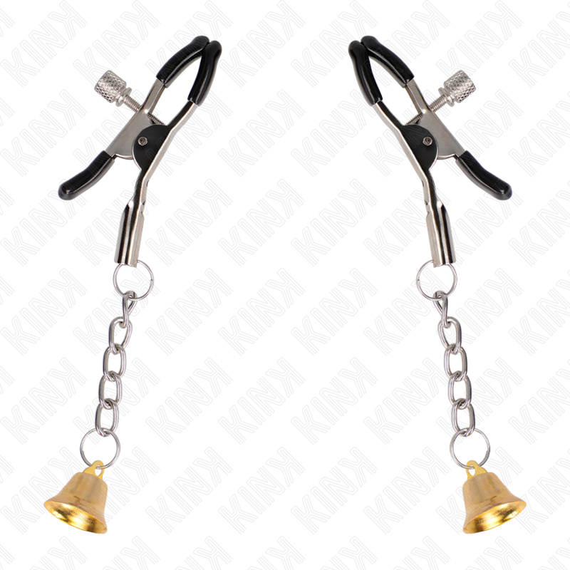KINK - PINZAS PARA PEZONES CON COLGANTE DE CAMPANA DORADO 6 CM KINK NIPPLE GRIP