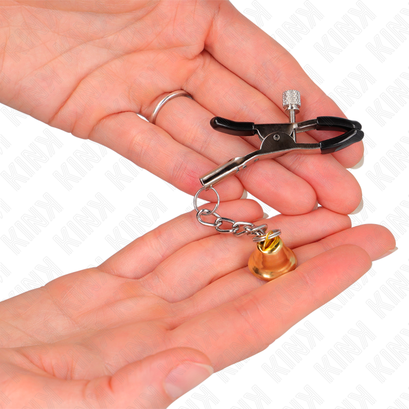 KINK - PINZAS PARA PEZONES CON COLGANTE DE CAMPANA DORADO 6 CM KINK NIPPLE GRIP