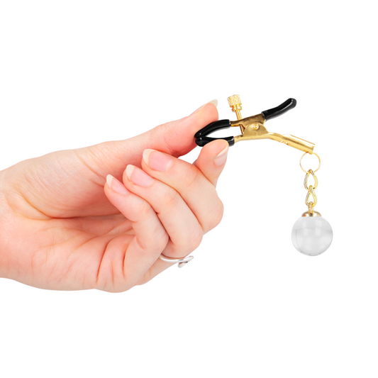 KINK - PINZAS PARA PEZONES DORADAS CON COLGANTE DE VIDRIO 6 CM KINK NIPPLE GRIP