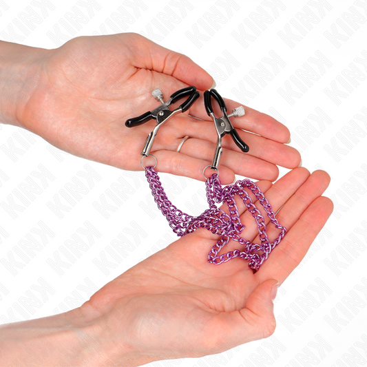 KINK - PINZAS PARA PEZONES CON TRIPLE CADENA VIOLETA 20/23/28 CM KINK NIPPLE GRIP