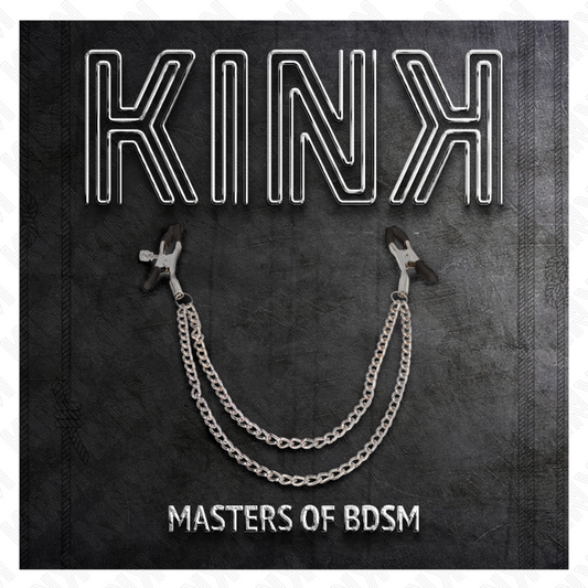 KINK - PINZAS PARA PEZONES CON DOBLE CADENA GRUESA PLATEADO 20/23 CM KINK NIPPLE GRIP