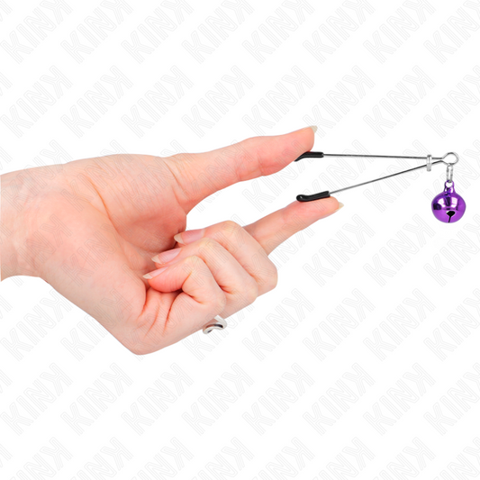 KINK - PINZAS PARA PEZONES FINA CON CASCABEL VIOLETA 7 CM KINK NIPPLE GRIP