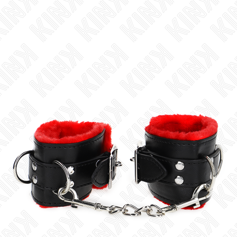 KINK - MUÑEQUERAS FORRADAS CON AGUJEROS CUADRADOS ROJO Y CORREA NEGRO AJUSTABLE 17-29 CM X 6 CM KINK WRIST RESTRAINT