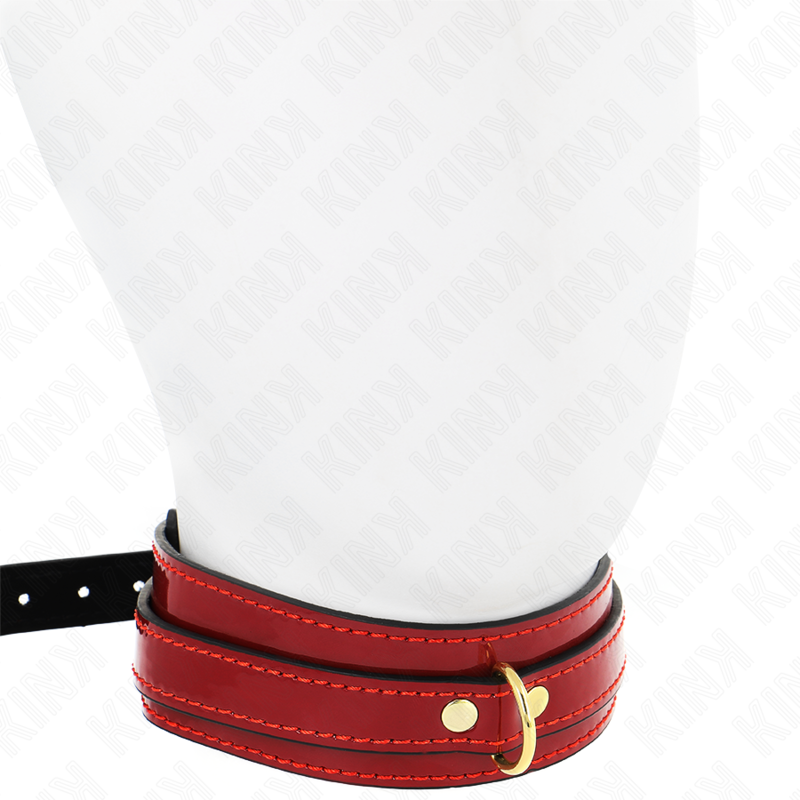 KINK - COLLAR AJUSTABLE ROJO VINO DETALLES DORADOS 29-42.5 CM X 4 CM KINK COLLAR & GAG