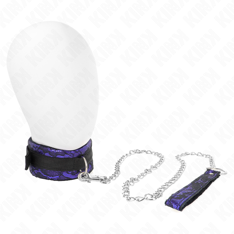 KINK - COLLAR CON CORREA 105 CM CORTO DE ENCAJE DE TERCIOPELO CON RIBETE DE NAILON 44 X 5.5 CM KINK COLLAR & GAG